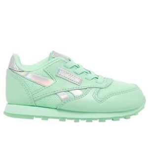 Reebok Toddler Girls Mint/Silver Classic Leather Running Sneaker Shoes Size 5 US